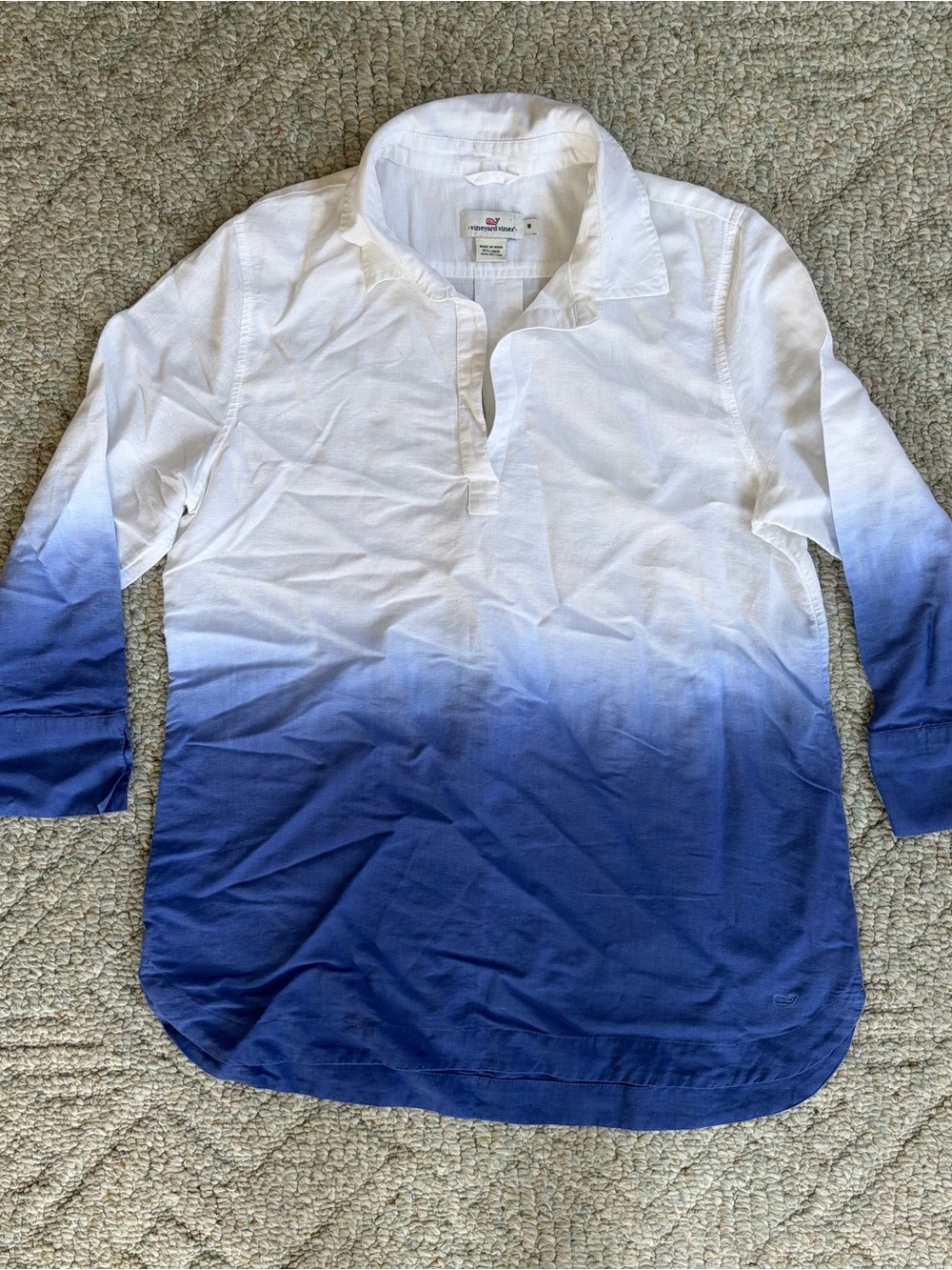 Vineyard Vines linen blue white ombré tunic size medium
